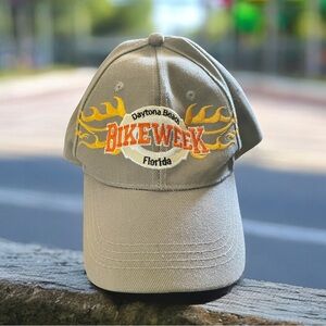 Bike Week Daytona Cap, Size 58, Gray with Orange and Yellow, NWOT.